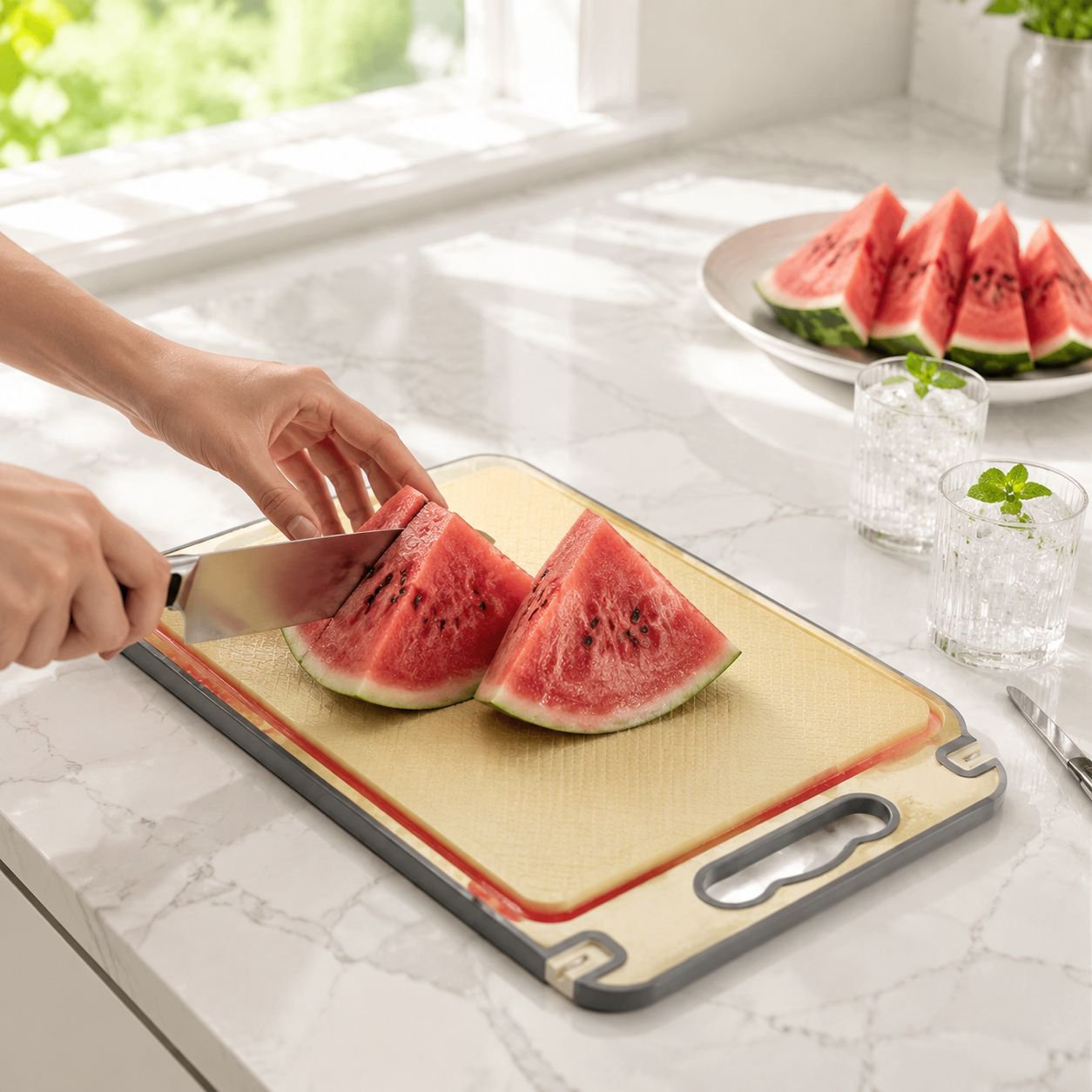 Hygienic food prep with antibacterial stainless steel cutting board