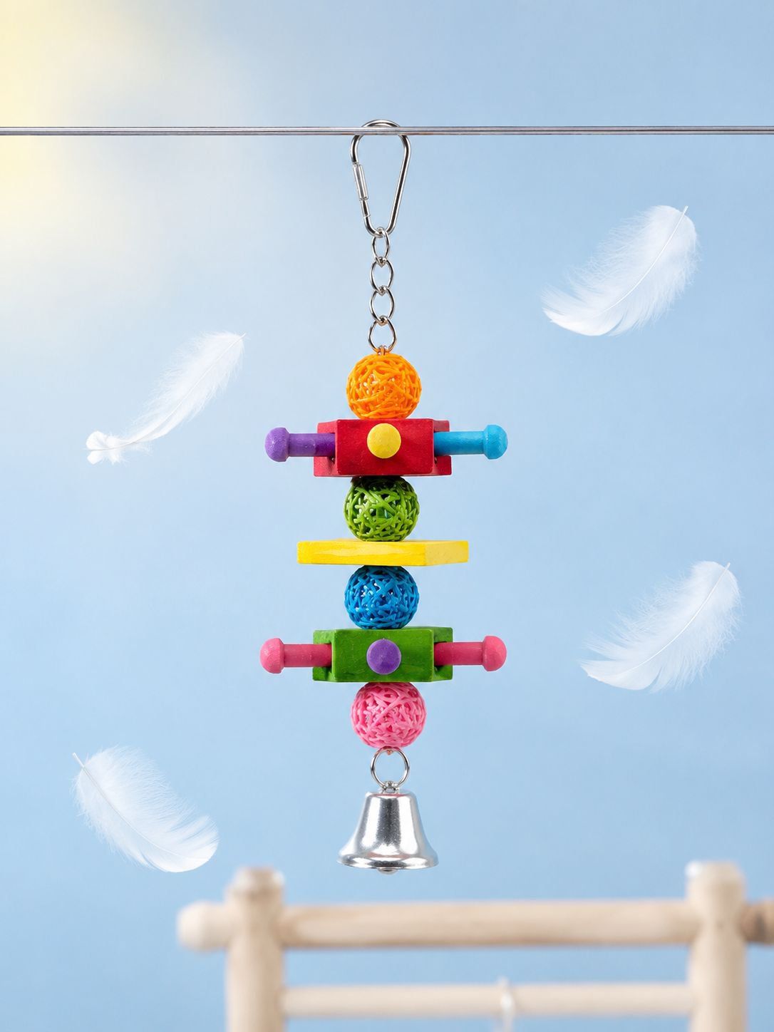 Parrot Colorful Chewing Toy Stand, Cockatiel Tiger Skin Peony Educational Toy, Claw Sharpening and B
