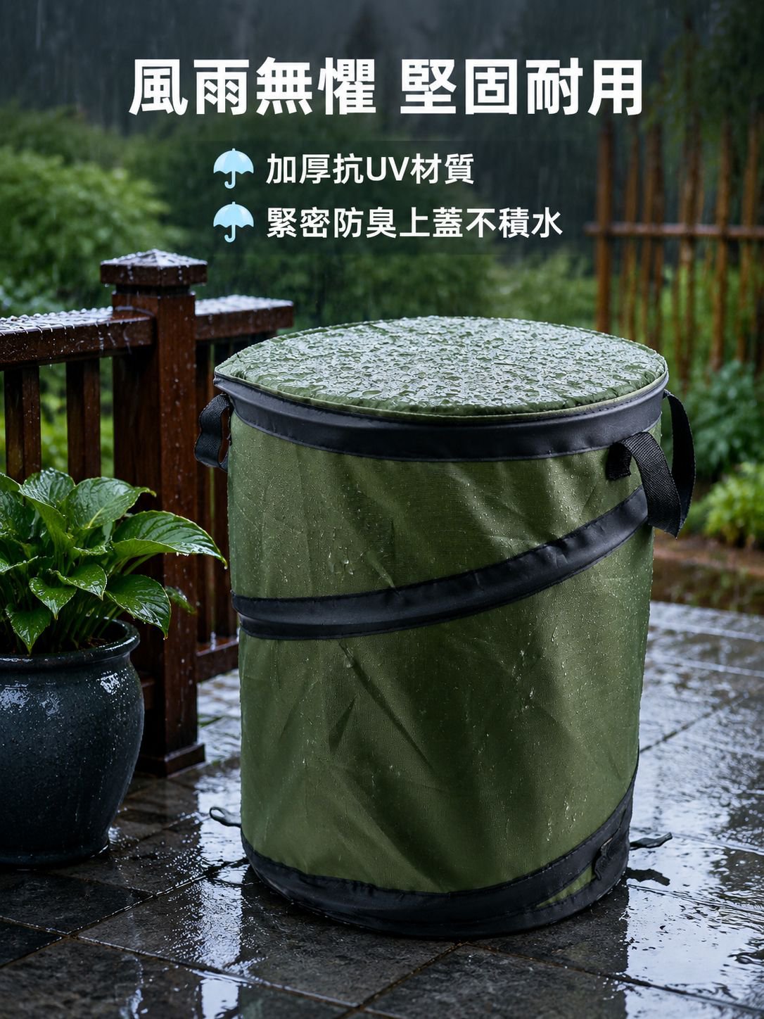 30加侖大容量花園垃圾桶，牢固耐用