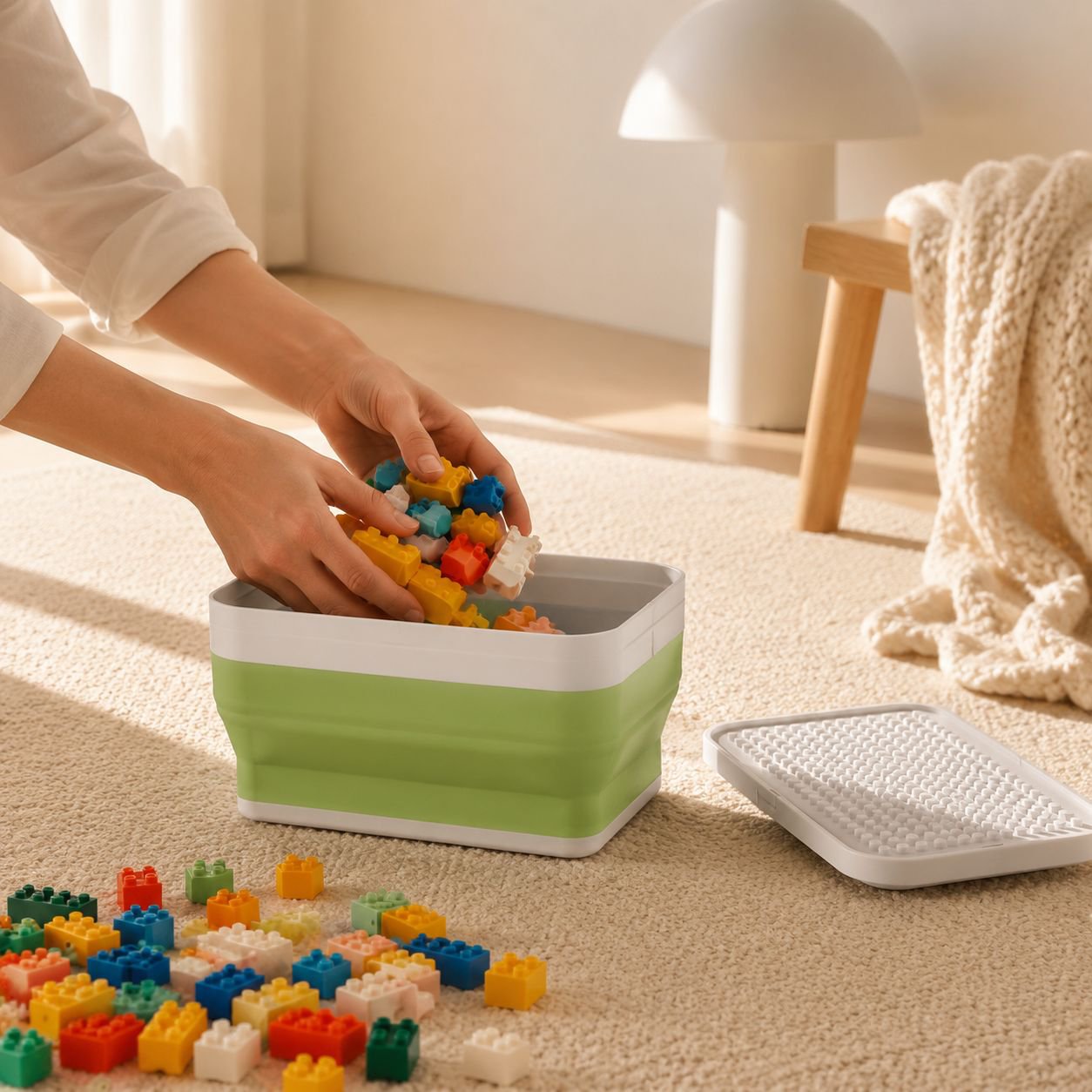 Children's Silicone Block Storage Organizer Toy Sorting Box