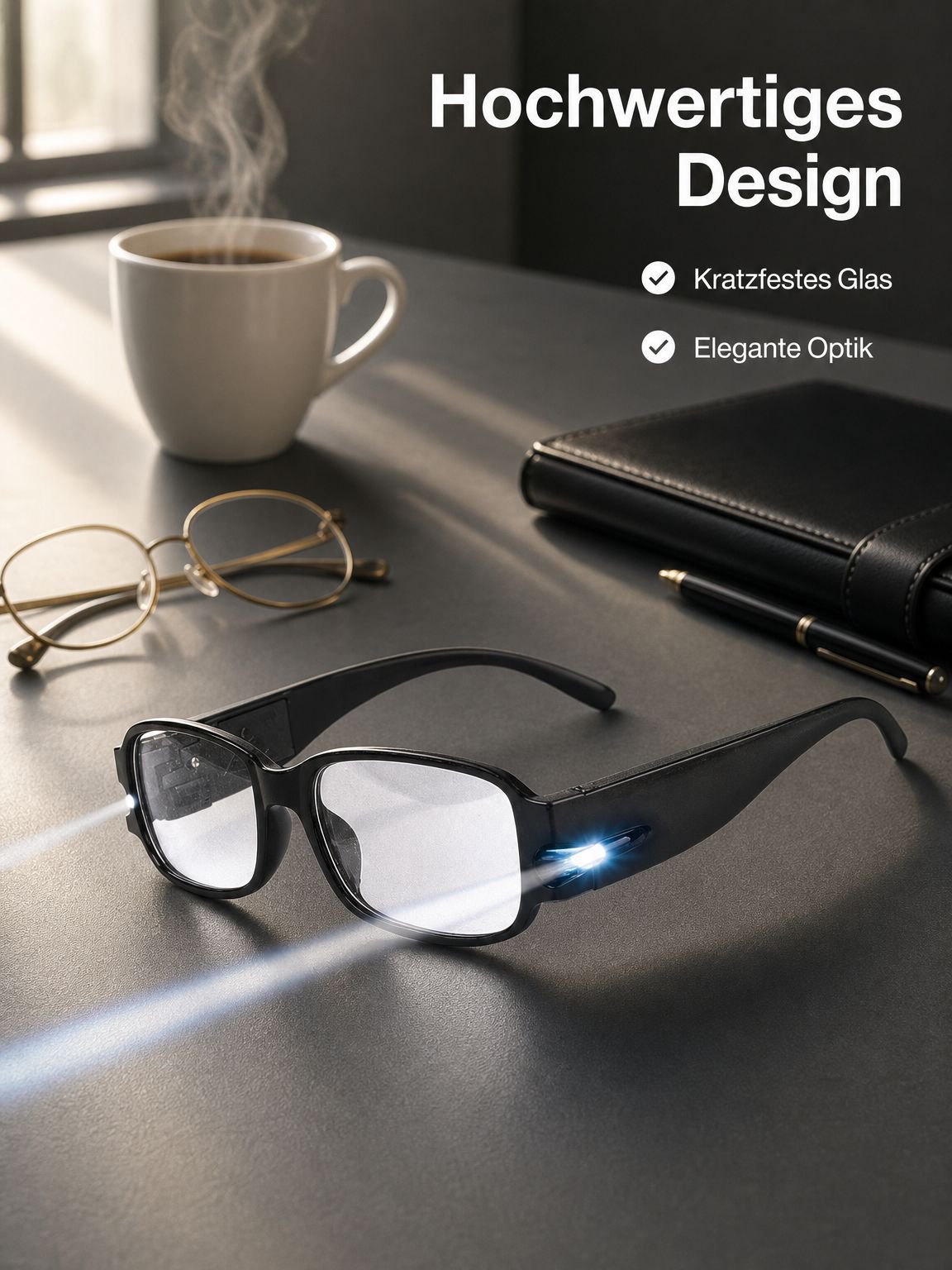 Night Vision LED Magnifying Glasses with UV Protection and Banknote Verification Function for Optica