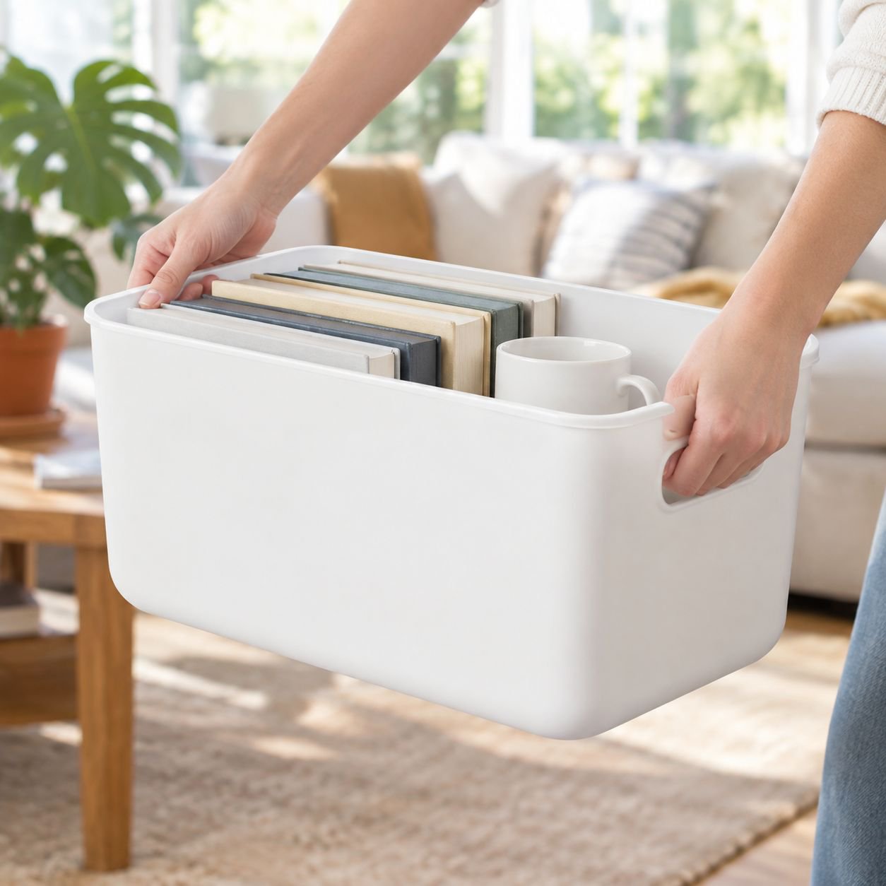 Household Large Plastic Storage Box with Lid for Clothes, Sundries, and Snacks