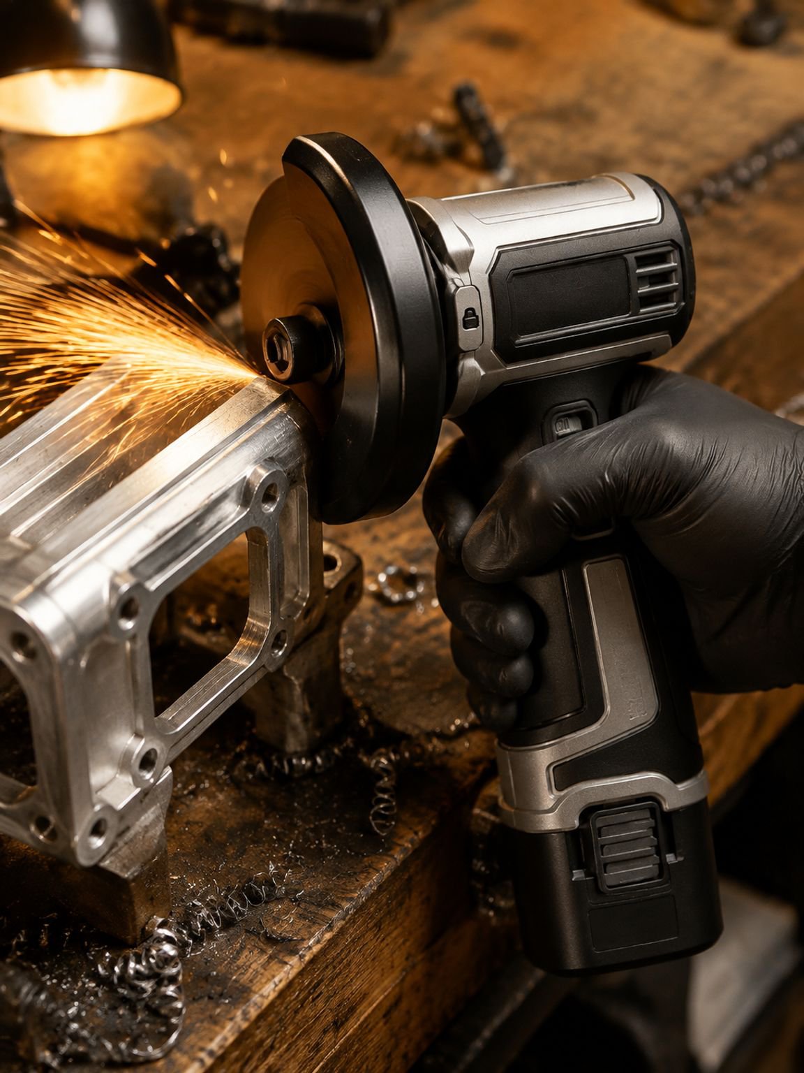 Lithium-ion battery handheld angle grinder with ergonomic design