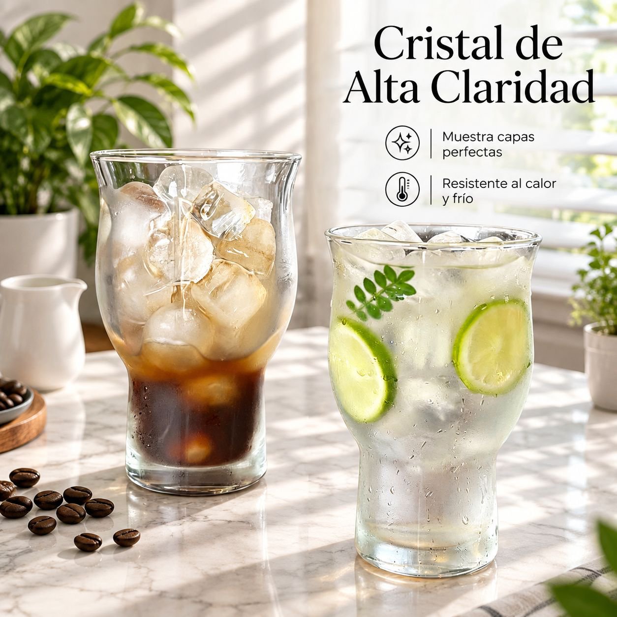 Vaso de vidrio de boca ancha para bebidas