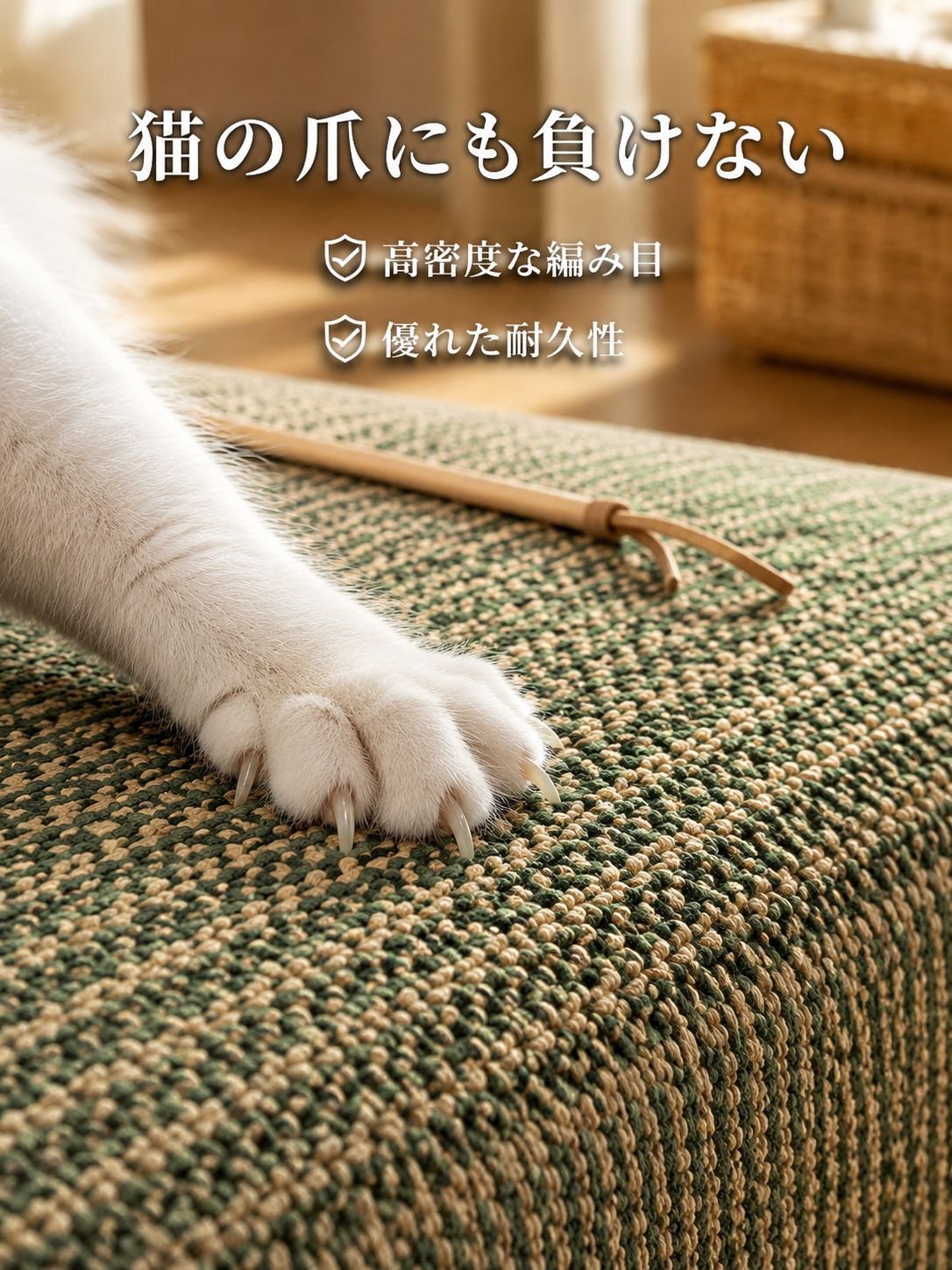 亜麻編みの古布ソファタオル
