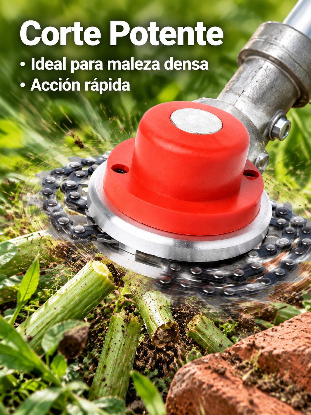 Cabezal de cadena para cortacésped, accesorio inalámbrico y resistente al desgaste