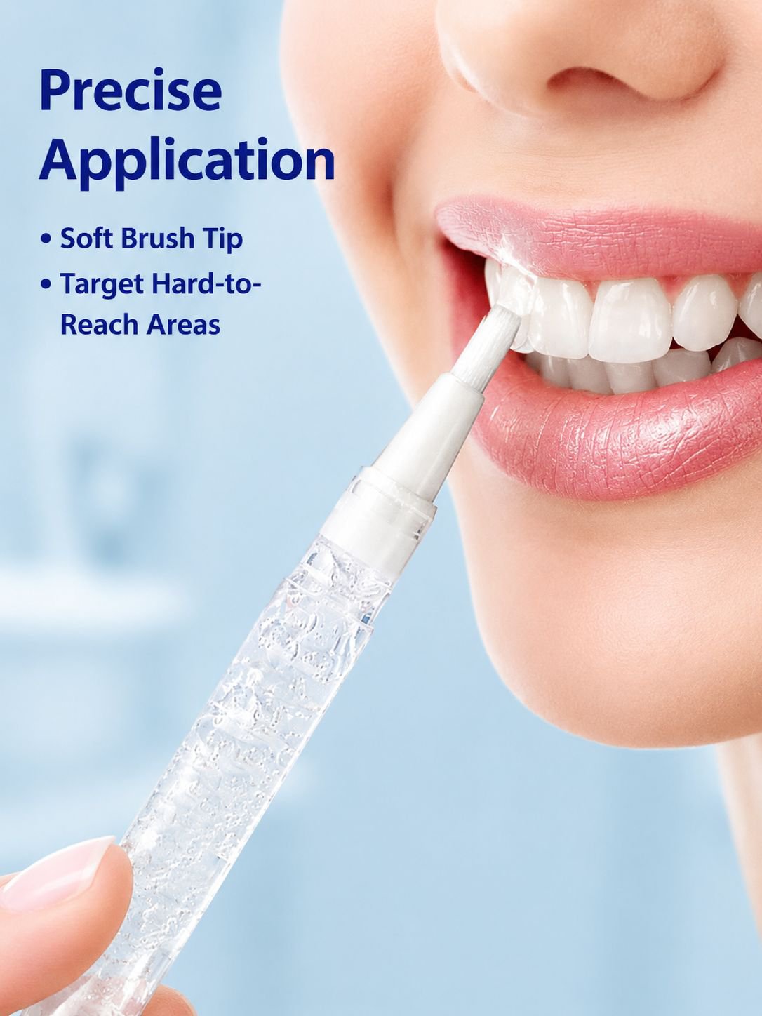 Portable teeth whitening pen in hand