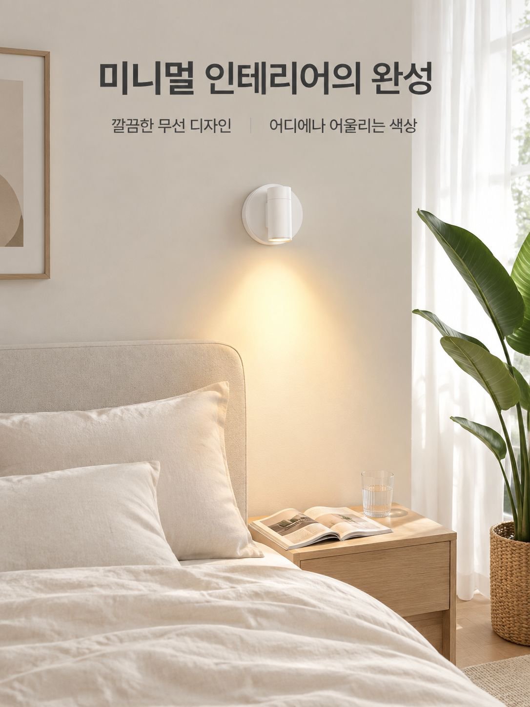 마그네틱 무선 벽등 무타공 충전 침실 침대 머리맡 야간등