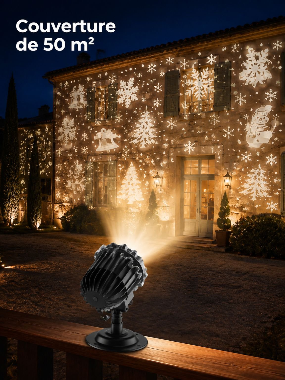 Lampe de projection de Noël extérieure étanche haute luminosité lampe de flocon de neige européenne 