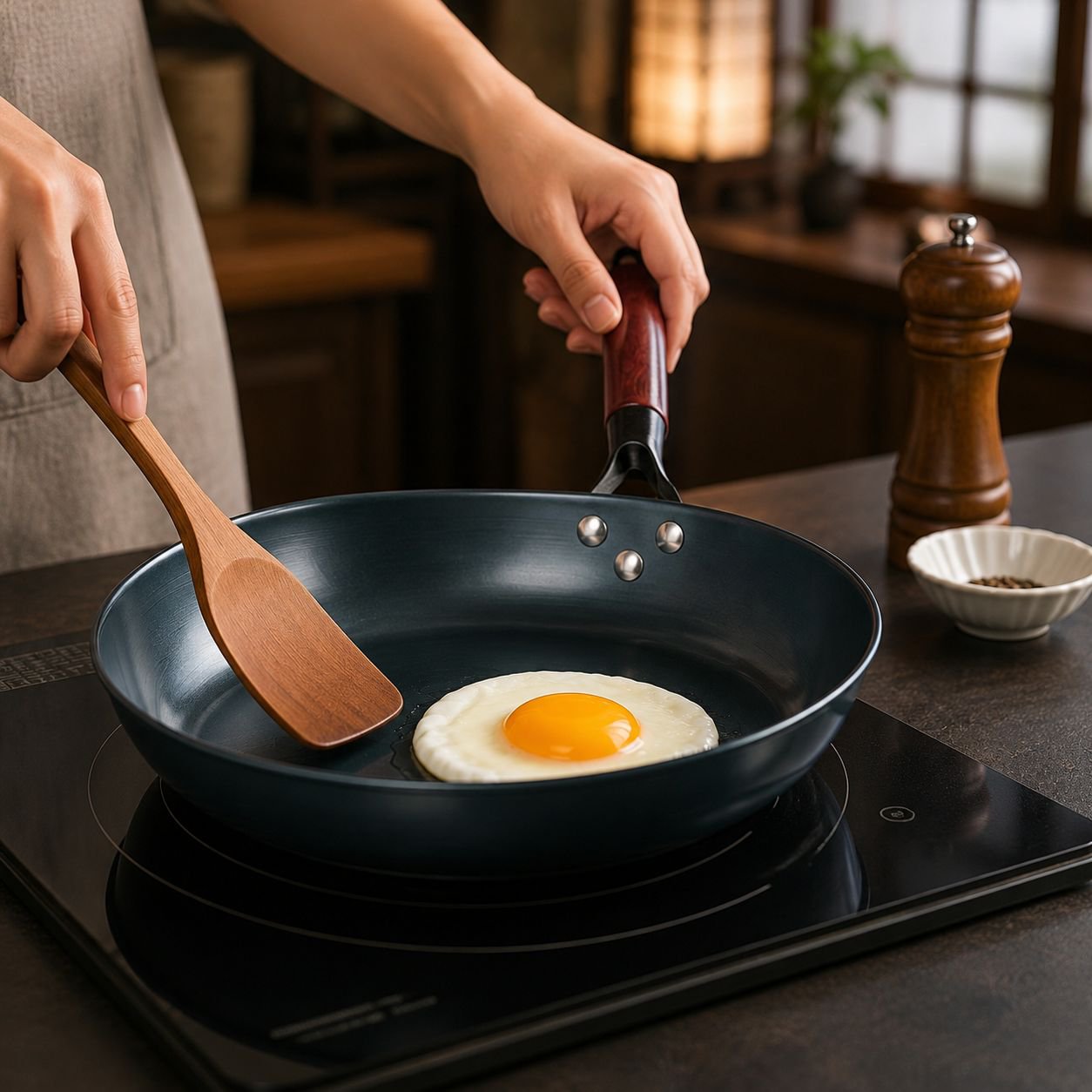 様々な熱源対応 コーティングなし焦げ付き防止フライパン