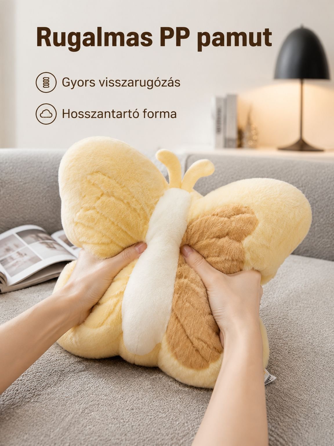 Kényelmes, pillangó alakú ölelőpárna