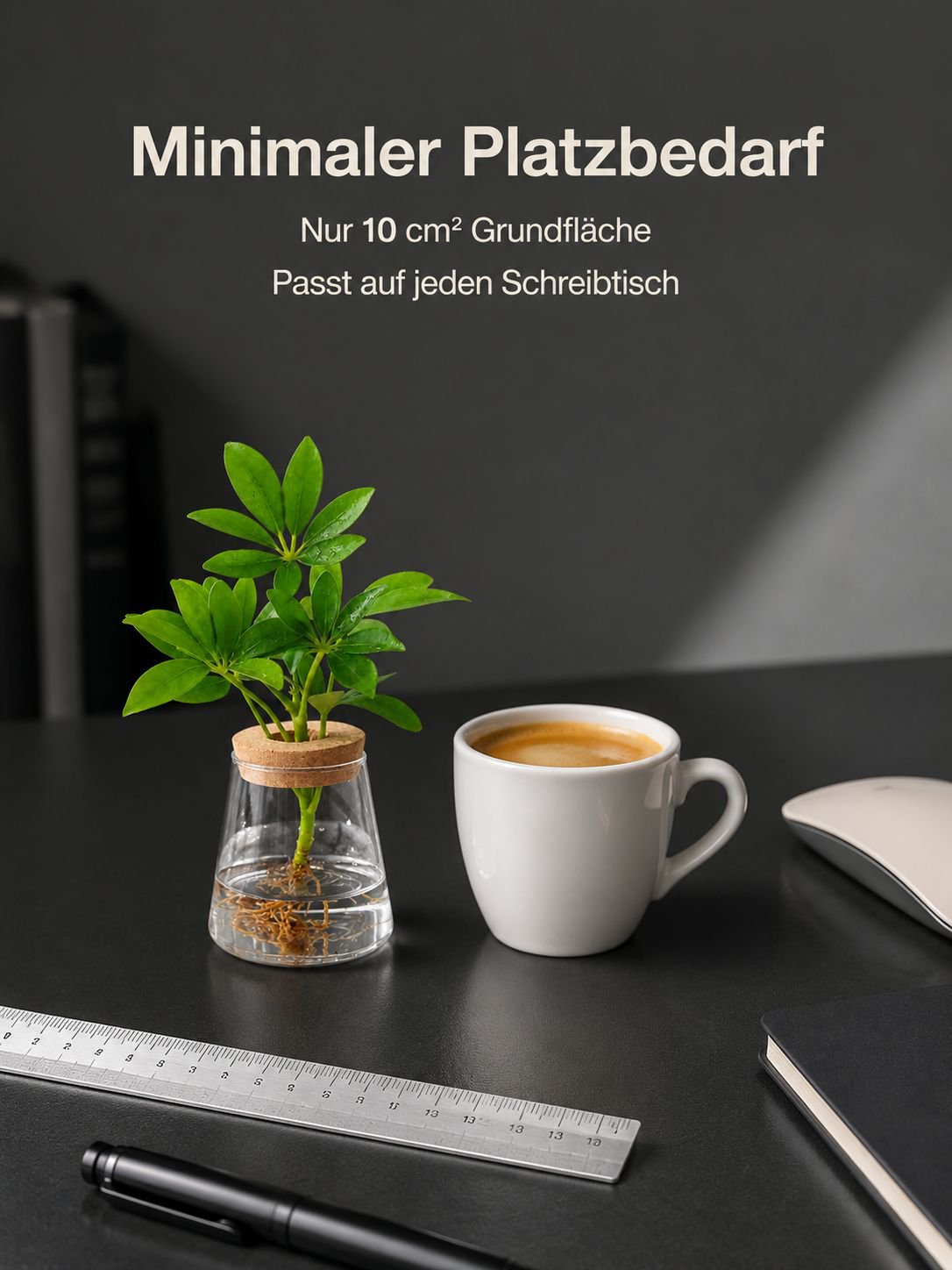 Moderne Bürotisch-Deko mit Miniatur-Landschaft