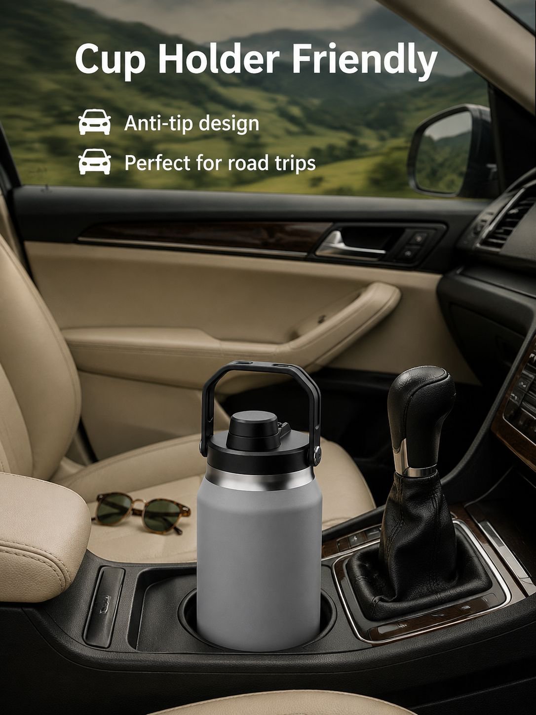 Portable Outdoor Straw Water Bottle & Car Ice Bucket