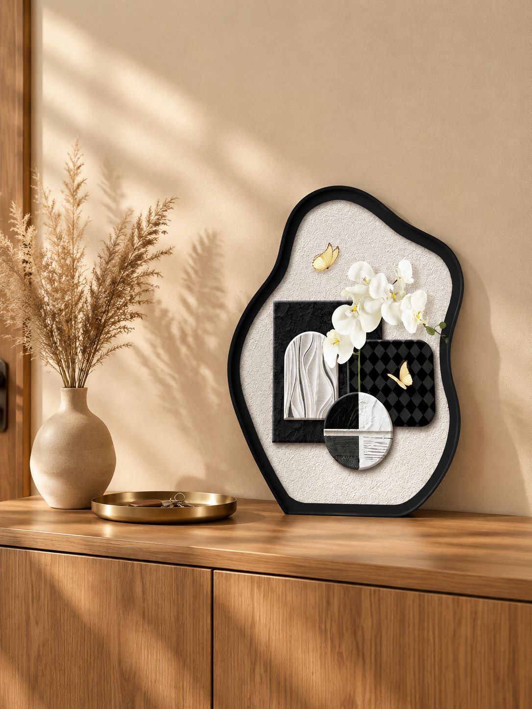 Cuadro decorativo de orquídeas y mariposas