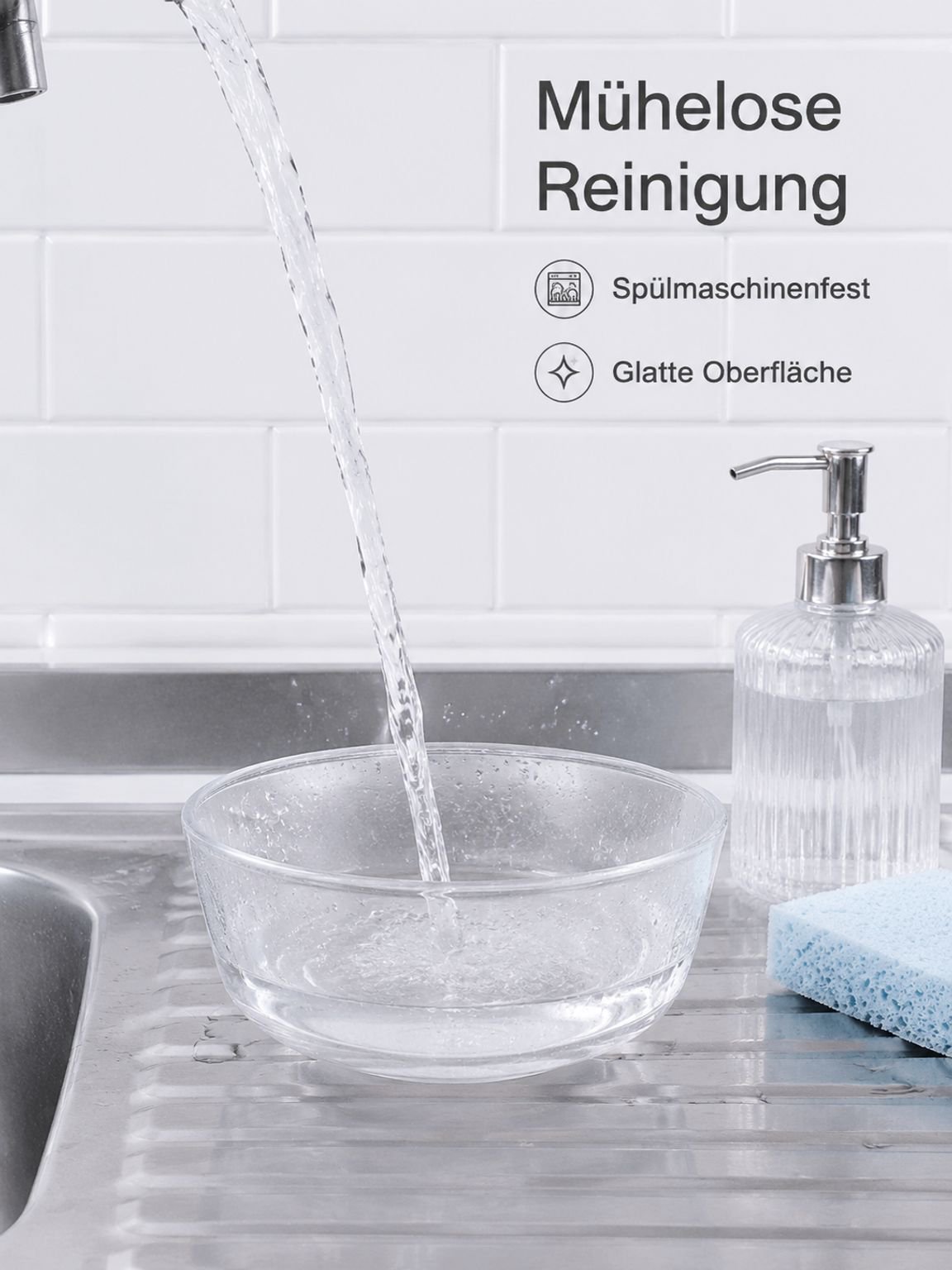Transparente Salatschüssel aus Glas