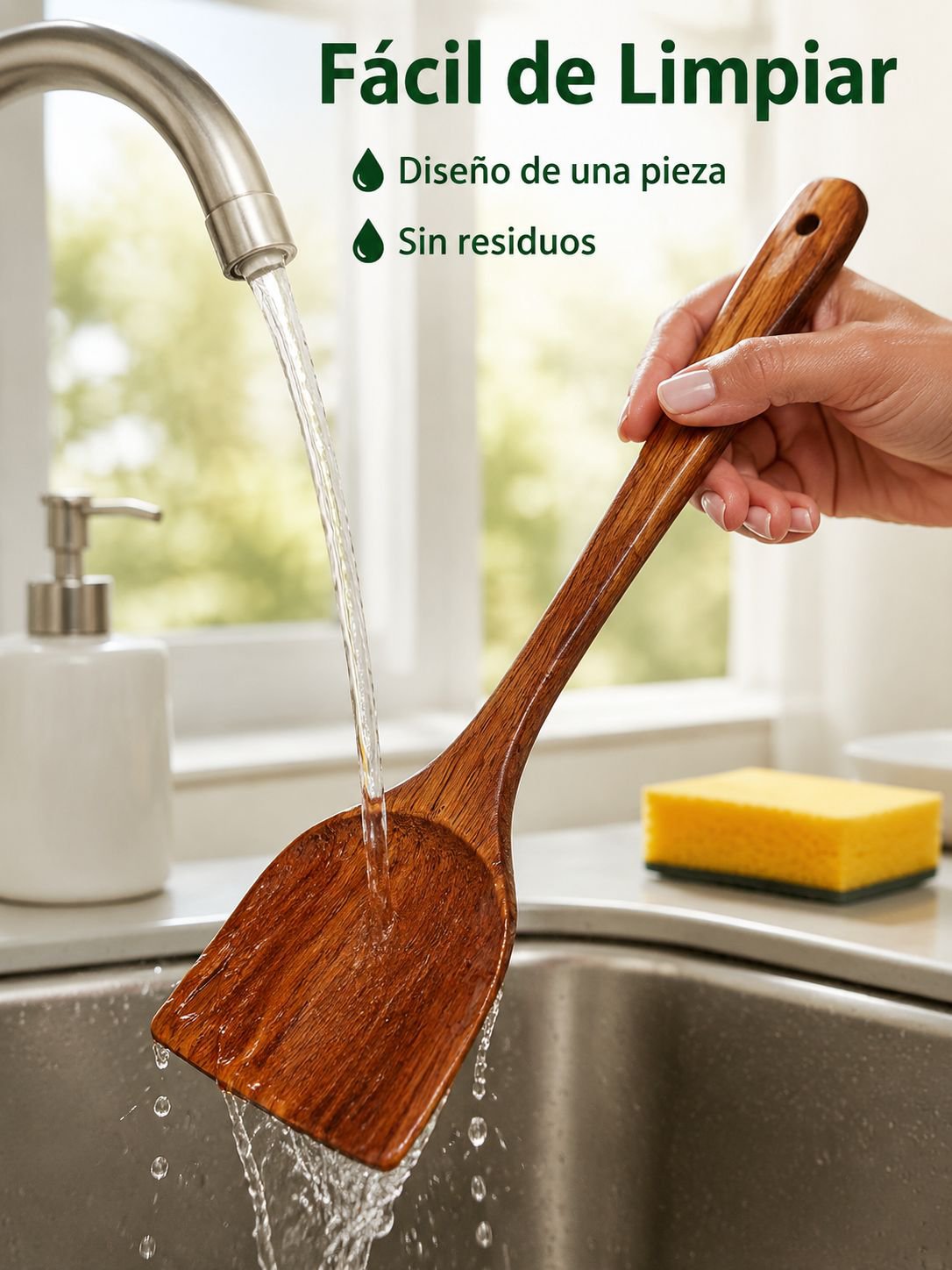 Espátula de montaña de haya junto a otros utensilios de cocina