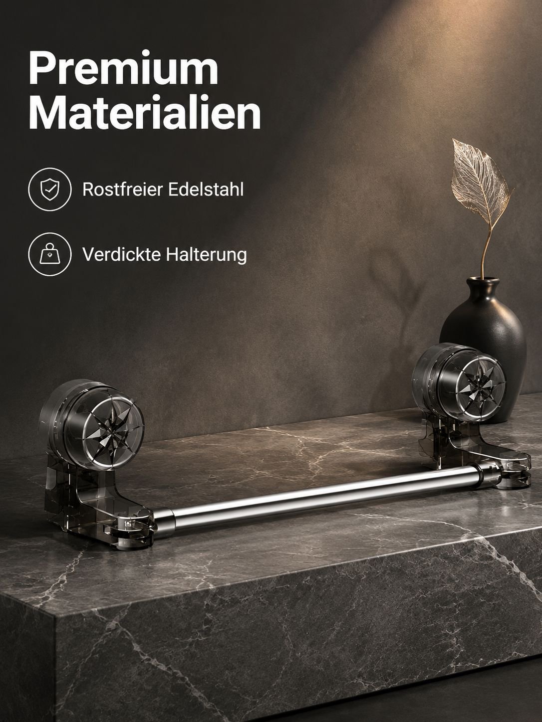 Bohrfreier Edelstahl-Handtuchhalter fürs Bad, ausziehbar, mit Hausschuhregal