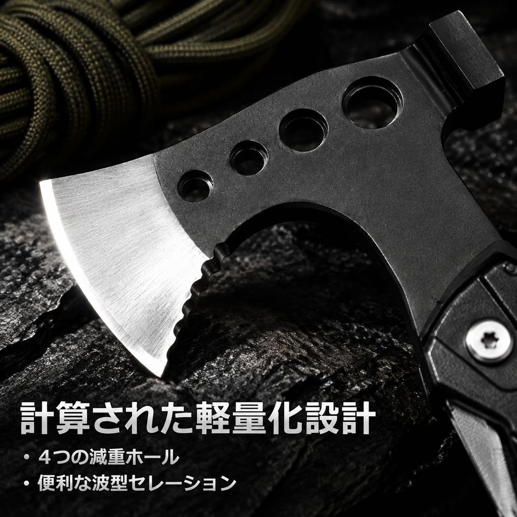 多機能折りたたみ式ステンレス製斧とハンマー携帯工具