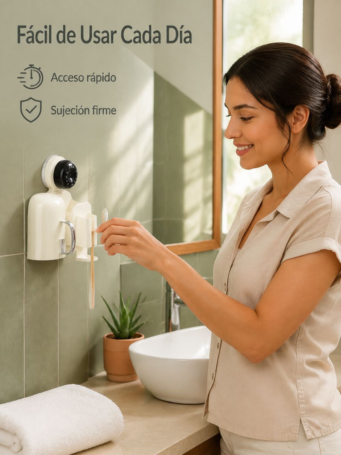 Soporte de cepillos de dientes con ventosa de estilo elegante