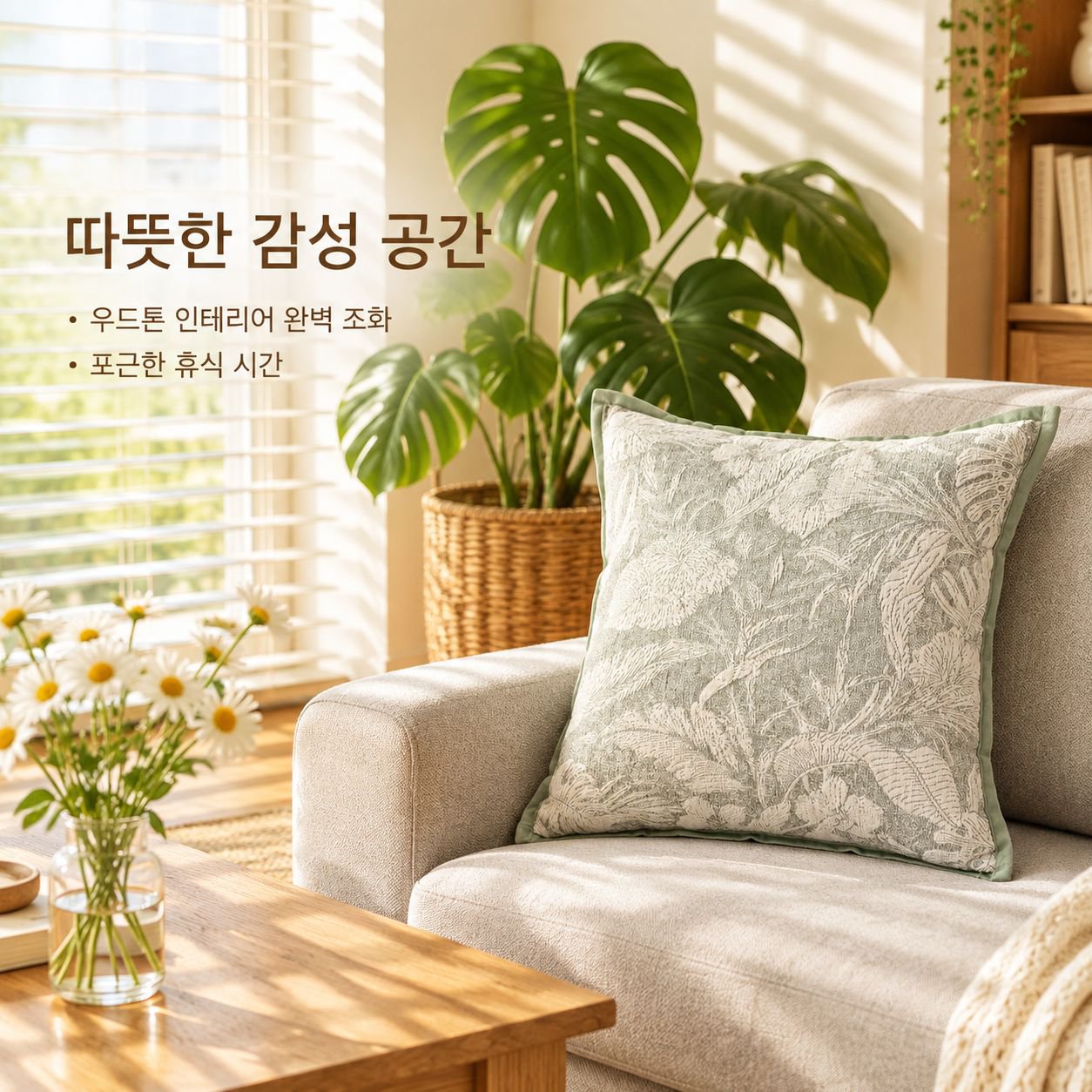 심플한 사각형 셰닐 소파 쿠션