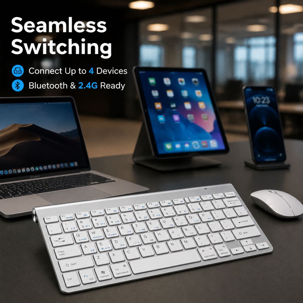 Multifunction 2.4G Bluetooth Keyboard and Mouse Set