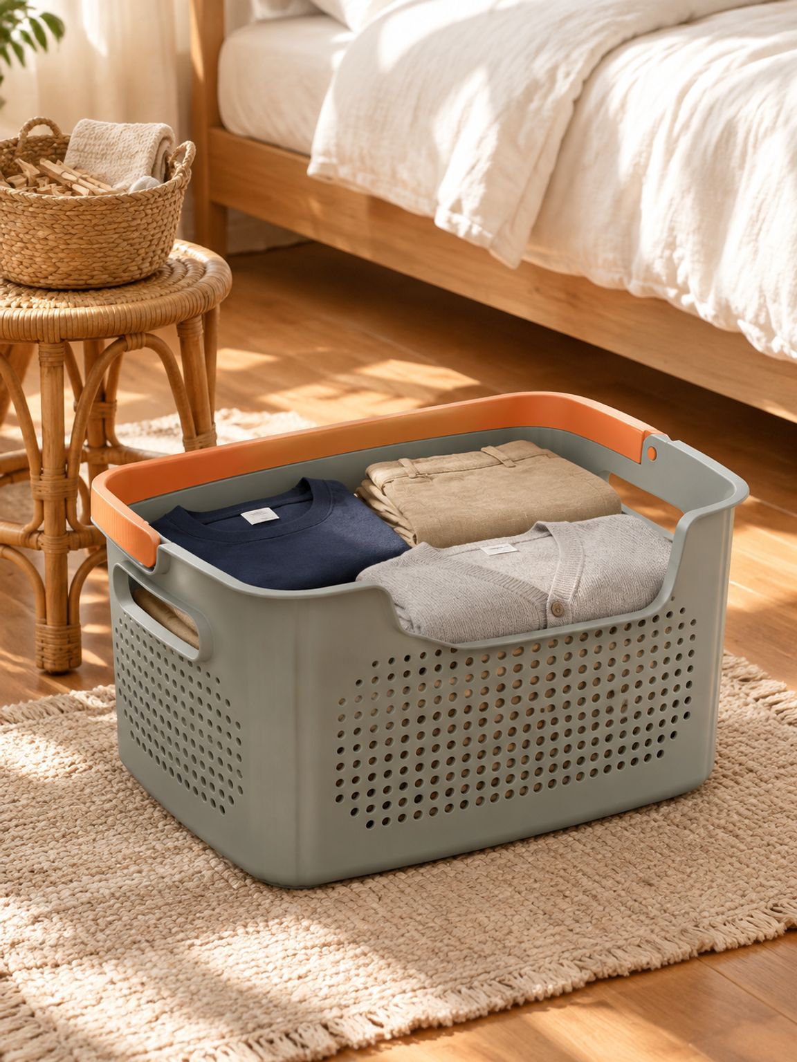Panier à linge en plastique respirant pour usage domestique