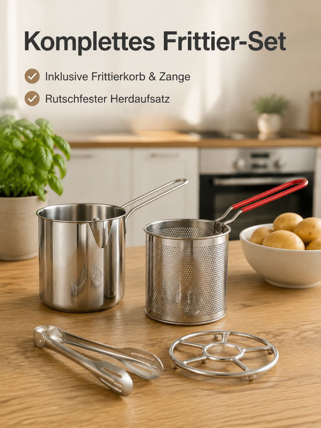Multifunktionale Fritteuse aus Edelstahl