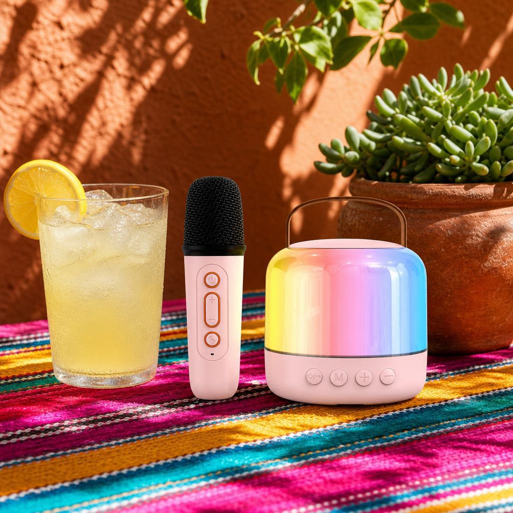 Altavoz portátil con micrófono integrado para karaoke infantil y al aire libre