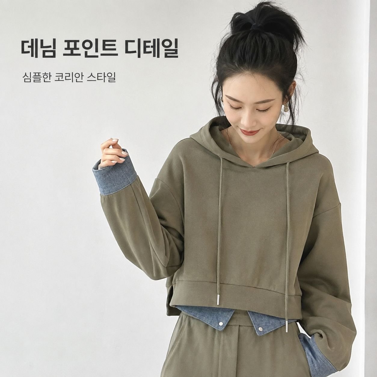 빅사이즈 여성 가을 후드 세트패션 트렌디한 날씬해 보이는 미디스커트 투피스