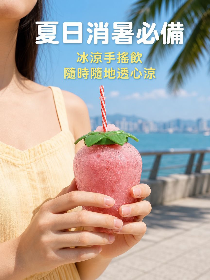 草莓菠萝造型可爱塑料吸管杯