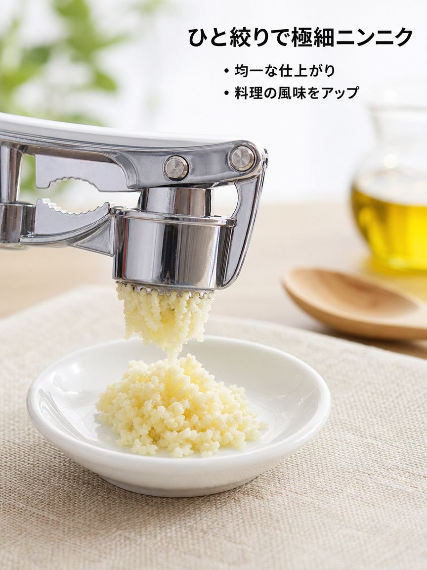 ステンレス製ガーリックプレス