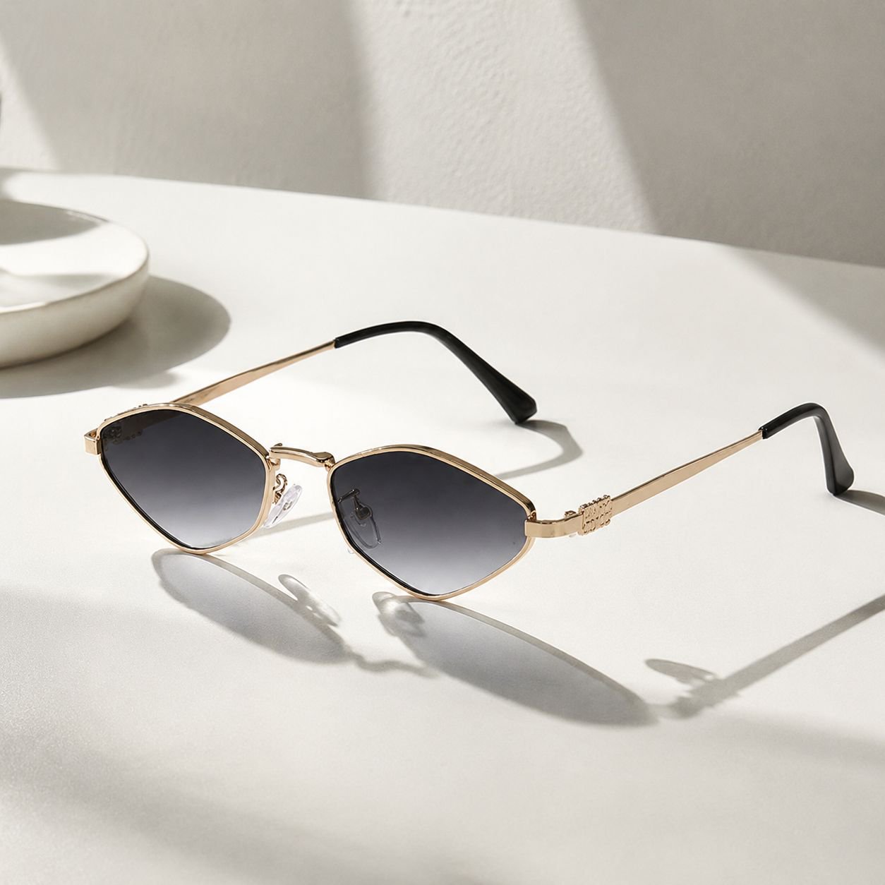 Metal Polygonal Ocean-themed Women's Small Square Sunglasses