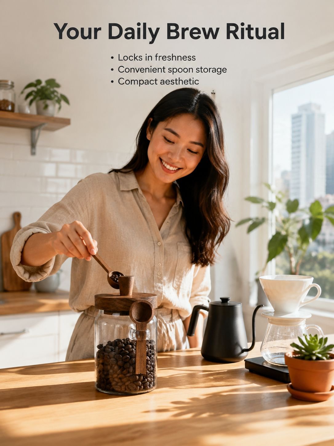 Glass Coffee Airtight Storage Jar