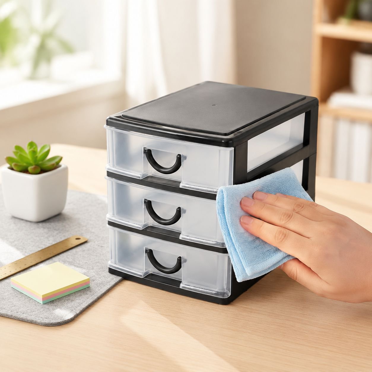 Organizador multifuncional con cajón acrílico transparente