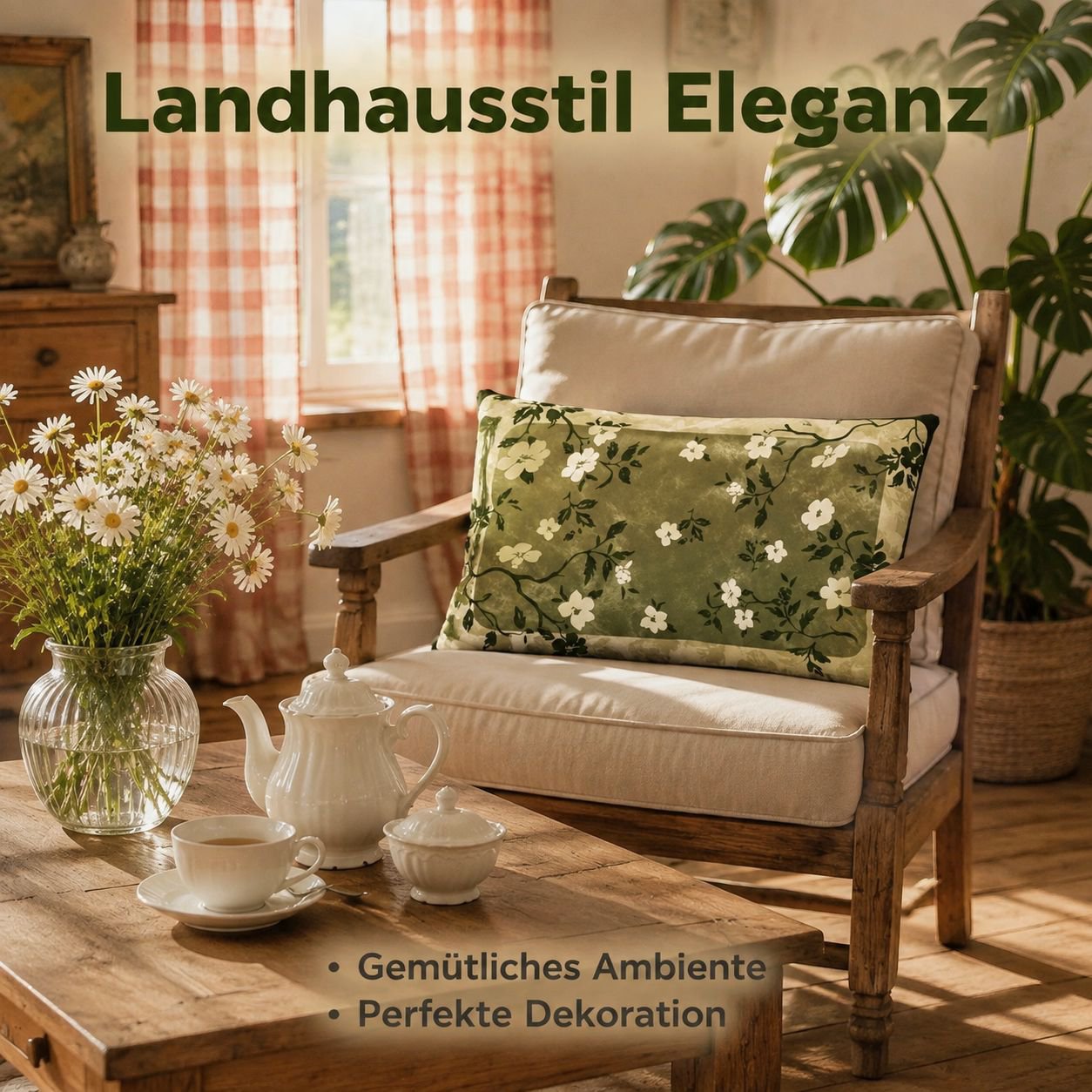 Rechteckiges Retro-Kissen in Hellgrün