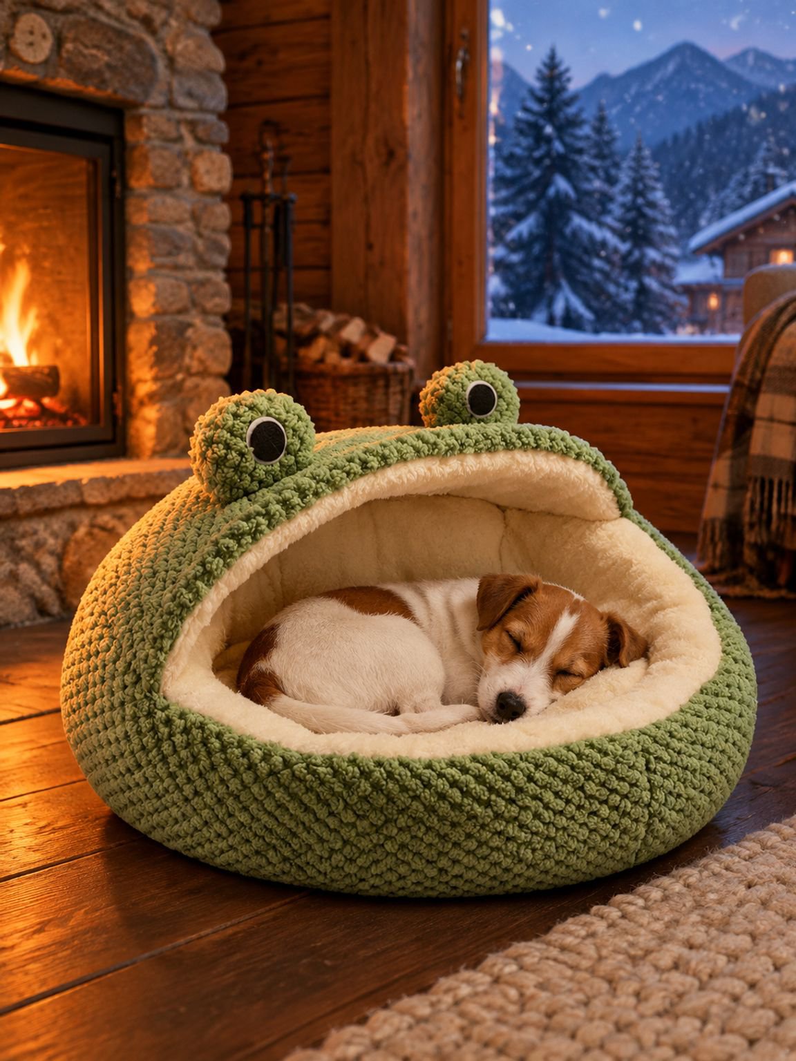 Bequemes Frosch-Kuschelbett für Katzen und kleine Hunde