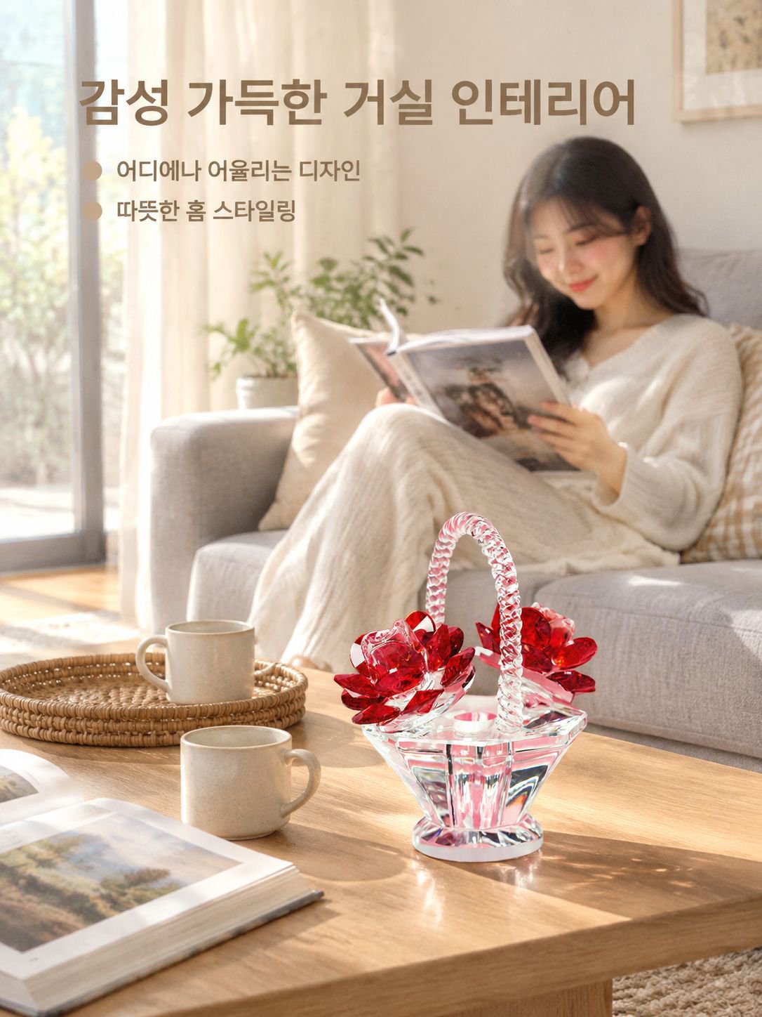 다기능 크리스탈 꽃바구니 장식