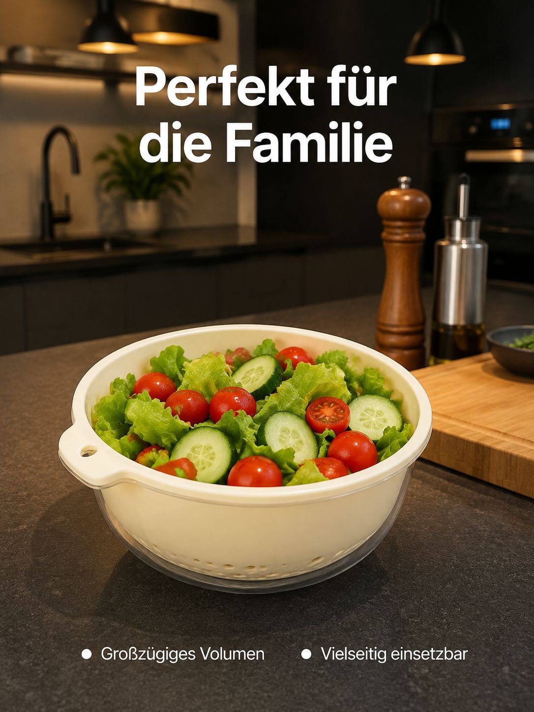Doppelschichtiger Abtropfkorb für die Küche – Salat- und Obstschüssel