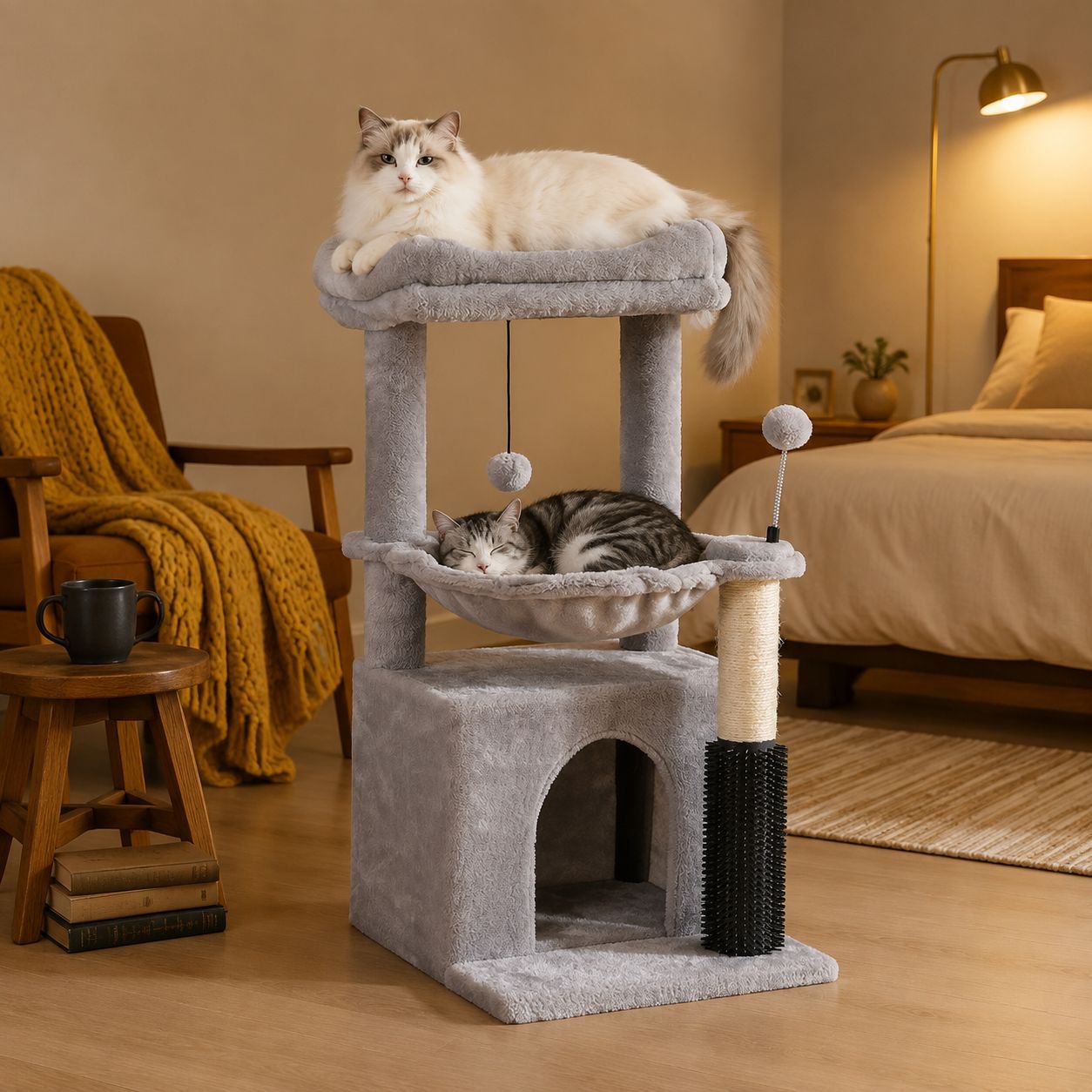 Cat climbing shelf for cats Sisal design scratching pillar jumping platform litter dumping cat tree