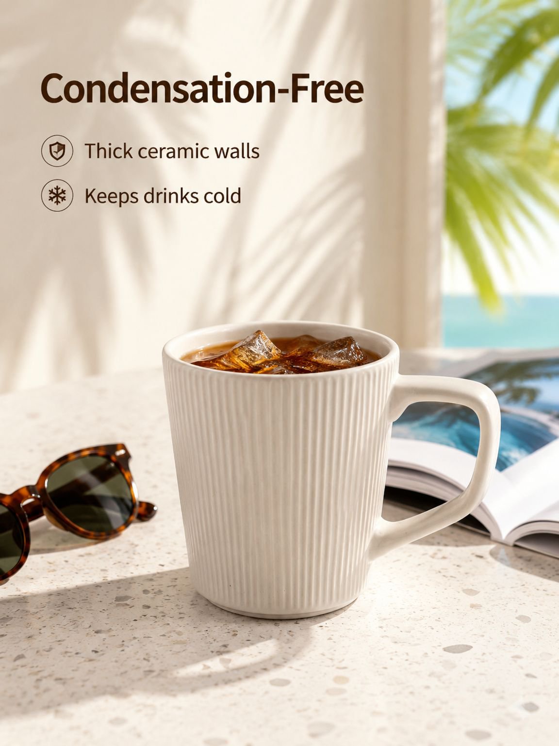 Home Use Large Capacity Embossed Ceramic Coffee Cup Water Cup
