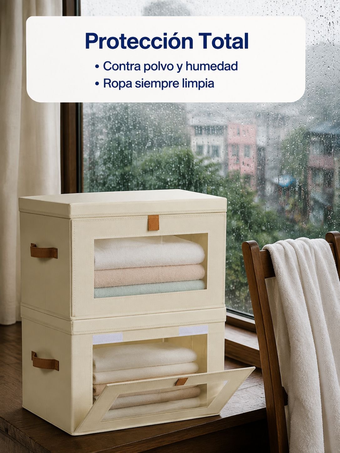 Caja de almacenamiento de tela plegable con apertura lateral