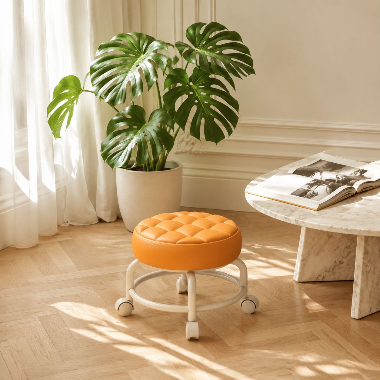 Tabouret de canapé portable avec roulettes pivotantes