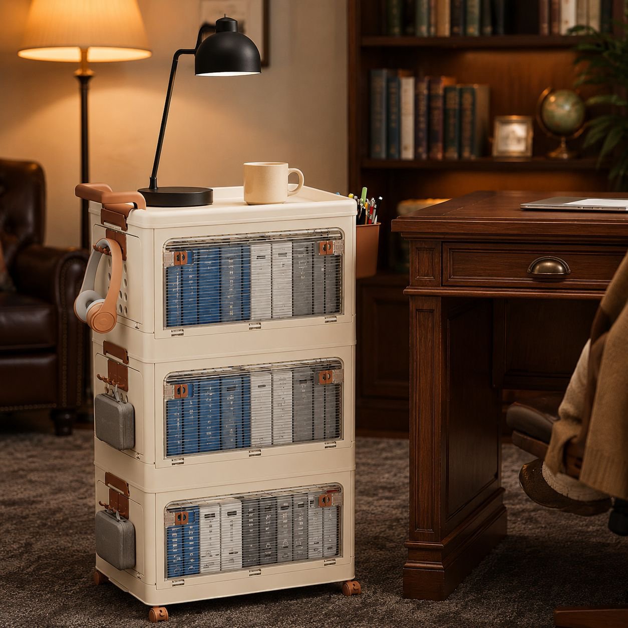 Convenient snack and toy storage cabinet for children
