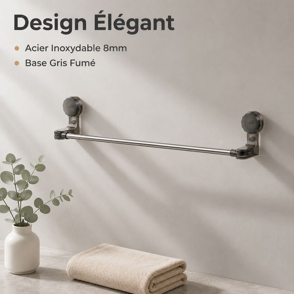 Porte-serviettes à ventouse sans perçage pour salle de bain