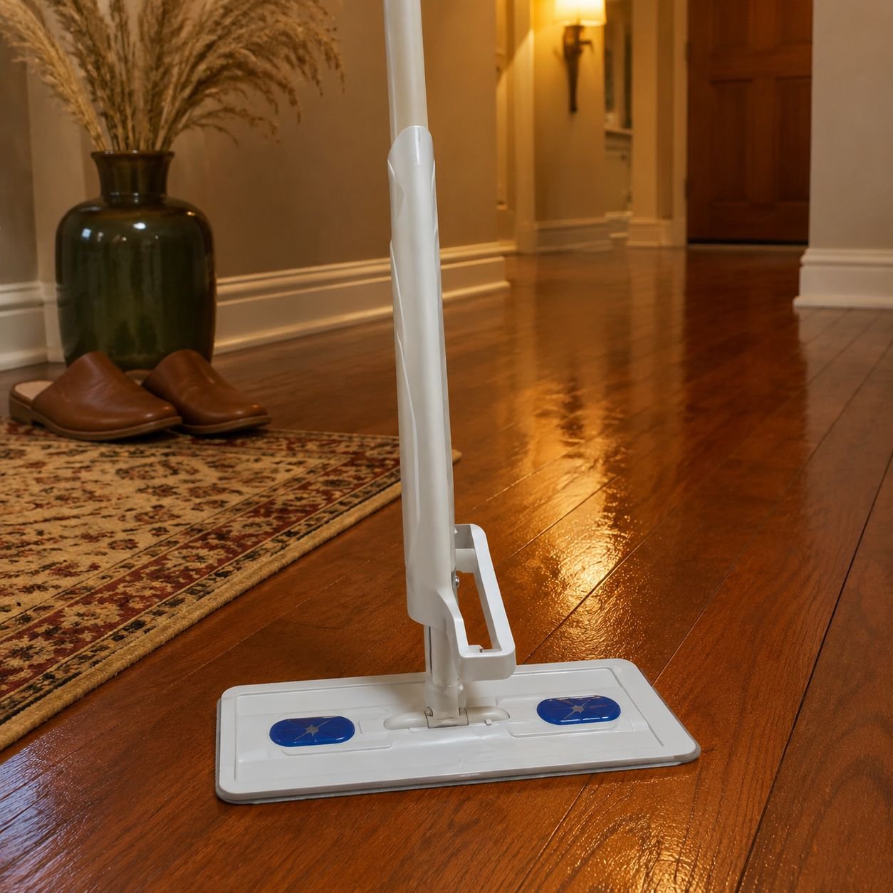 Mop for wooden floors with washable pad