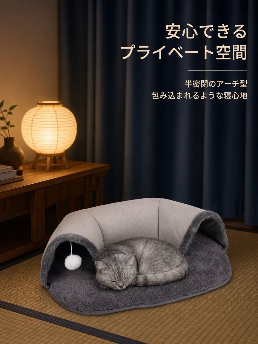 猫用転がりトンネルベッド