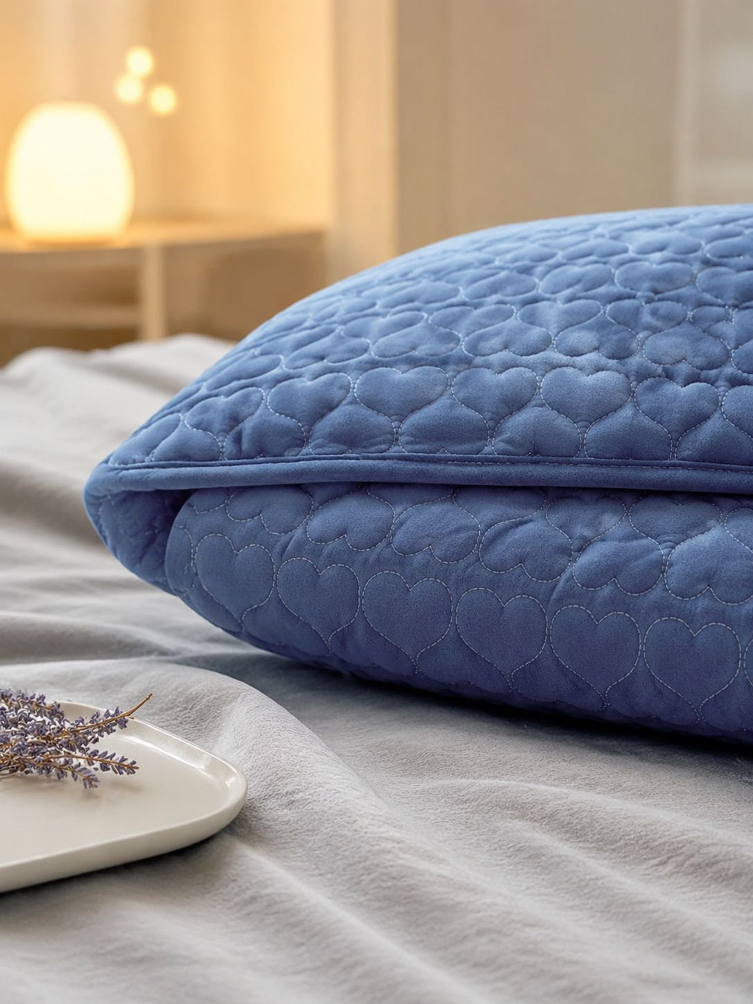 Modern bedroom with anti-oil pillowcase on pillows