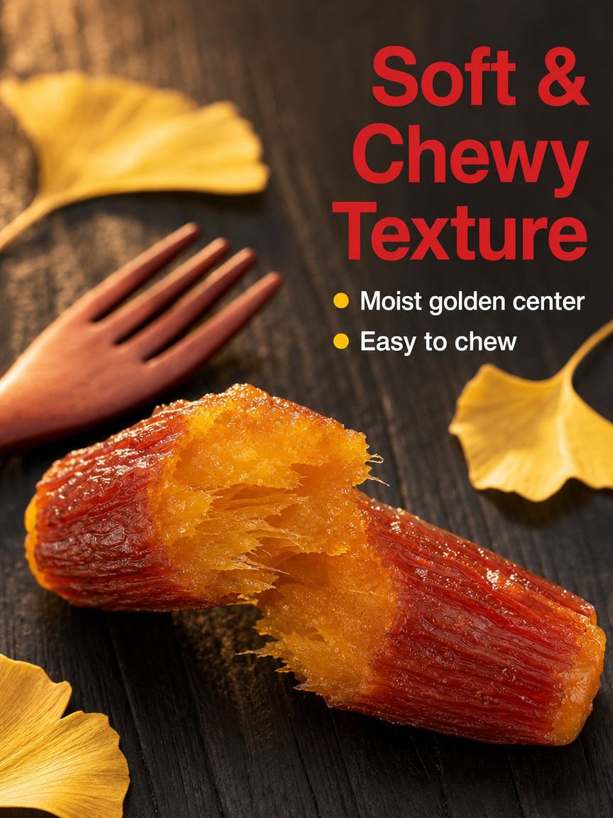 Close-up of honey glazed sweet potato strips
