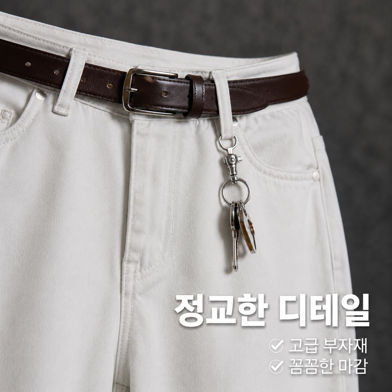 남자 화이트 스트리트 와이드 데님 워싱 팬츠