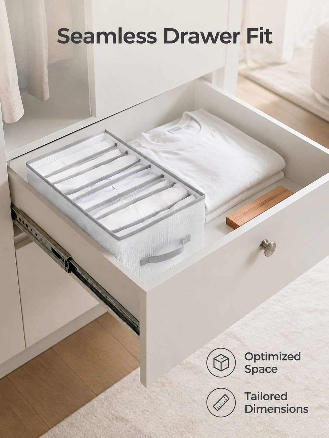 Transparent PP board washable wardrobe drawer organizer, underwear and panty compartment, large 8-co